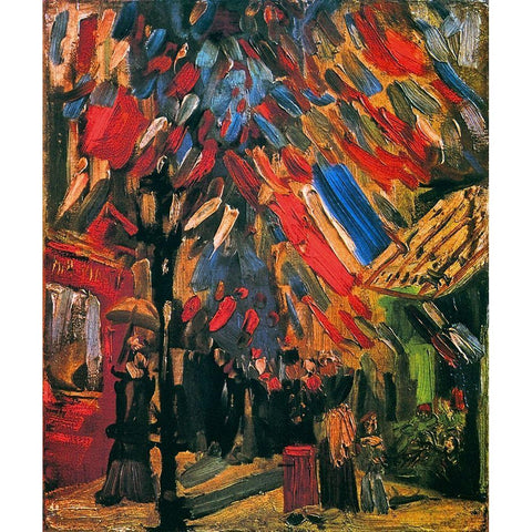 July 14th Celebration Paris White Modern Wood Framed Art Print by Van Gogh, Vincent