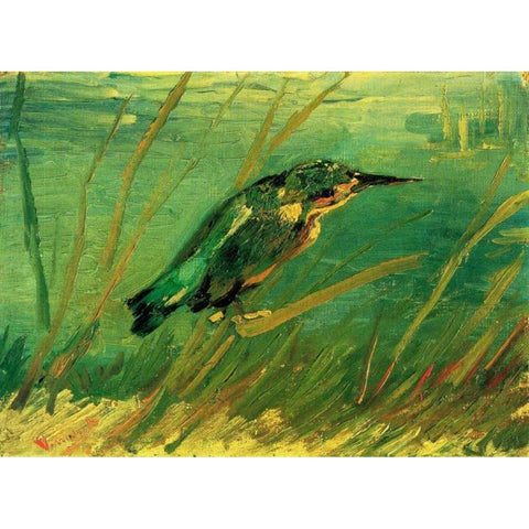 Kingfisher Black Modern Wood Framed Art Print with Double Matting by Van Gogh, Vincent