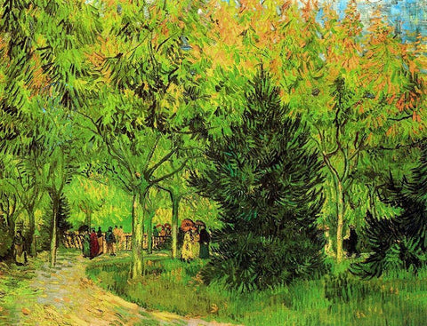 Lane In Public Gardens Arles Black Ornate Wood Framed Art Print with Double Matting by Van Gogh, Vincent