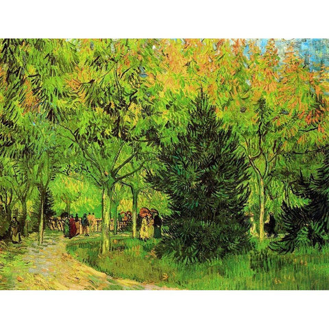 Lane In Public Gardens Arles Gold Ornate Wood Framed Art Print with Double Matting by Van Gogh, Vincent