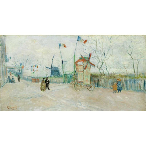 Le Moulin A Poivre Gold Ornate Wood Framed Art Print with Double Matting by Van Gogh, Vincent