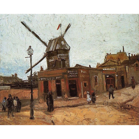 Le Moulin De La Galette 2 Black Modern Wood Framed Art Print with Double Matting by Van Gogh, Vincent