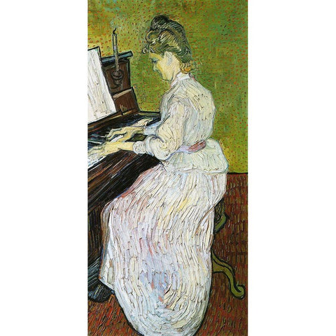 Marguerite Gachet At Piano Black Modern Wood Framed Art Print with Double Matting by Van Gogh, Vincent