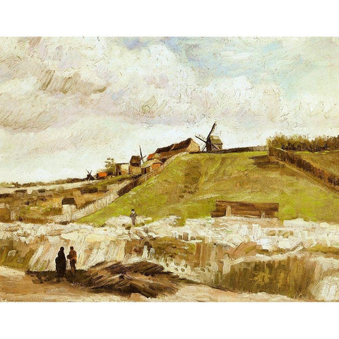 Montmartre Quarry Mills Gold Ornate Wood Framed Art Print with Double Matting by Van Gogh, Vincent