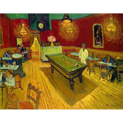 The Night Cafe, 1888 White Modern Wood Framed Art Print by Van Gogh, Vincent