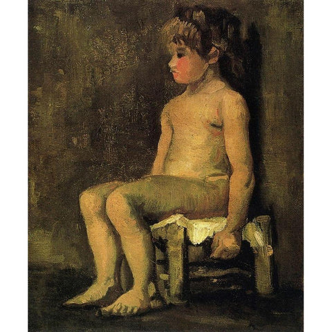 Nude Study Of A Little Girl Seated 1886 Black Modern Wood Framed Art Print with Double Matting by Van Gogh, Vincent