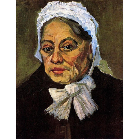 Old Woman White Cap Gold Ornate Wood Framed Art Print with Double Matting by Van Gogh, Vincent