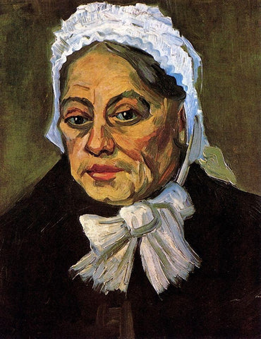 Old Woman White Cap White Modern Wood Framed Art Print with Double Matting by Van Gogh, Vincent