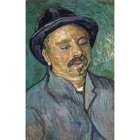 One Eyed Man White Modern Wood Framed Art Print by Van Gogh, Vincent