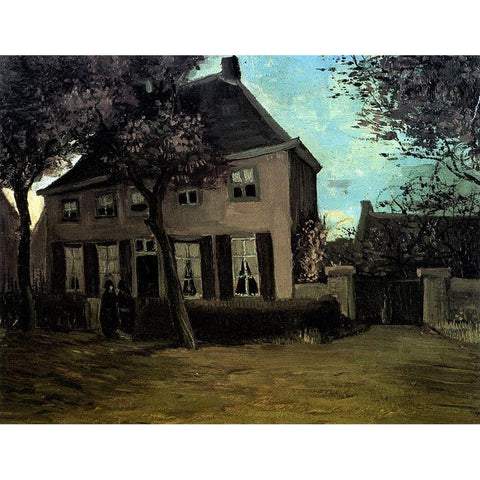 Parsonage At Nuenen Black Modern Wood Framed Art Print with Double Matting by Van Gogh, Vincent