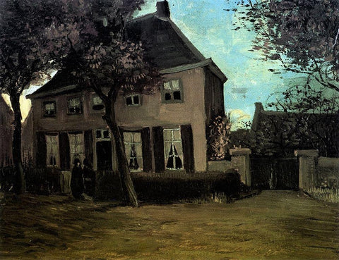 Parsonage At Nuenen Black Ornate Wood Framed Art Print with Double Matting by Van Gogh, Vincent