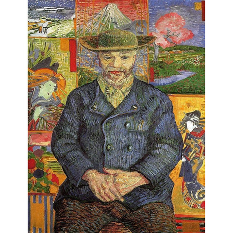 Portrait Pere Tanguy White Modern Wood Framed Art Print by Van Gogh, Vincent