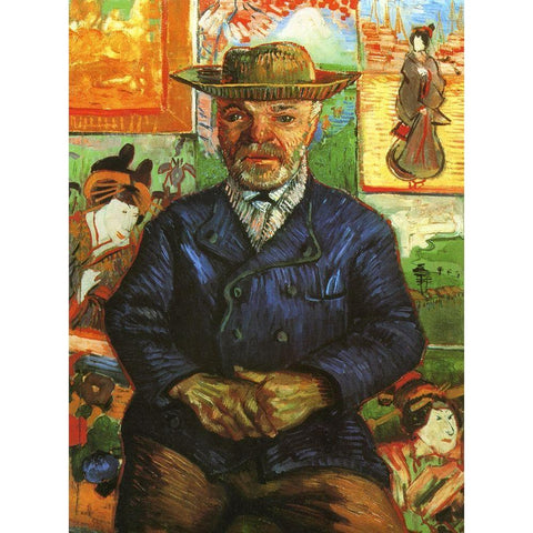 Portrait Pere Tanguy 2 Gold Ornate Wood Framed Art Print with Double Matting by Van Gogh, Vincent