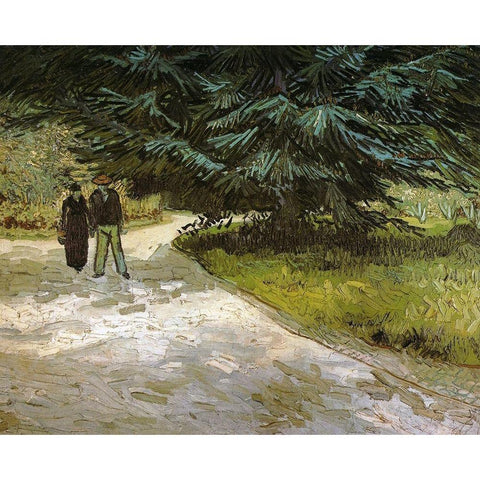 Public Garden With Couple And Blue Fir Black Modern Wood Framed Art Print with Double Matting by Van Gogh, Vincent