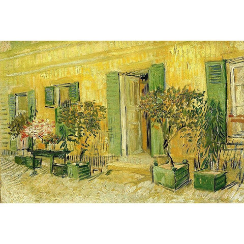 Restaurant At Asnieres Gold Ornate Wood Framed Art Print with Double Matting by Van Gogh, Vincent