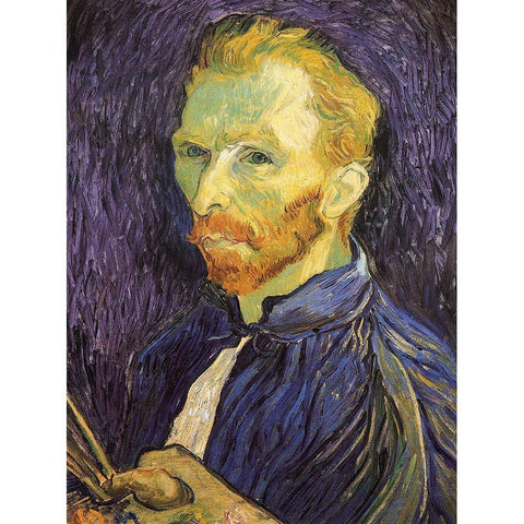 Self Portrait 1889 White Modern Wood Framed Art Print by Van Gogh, Vincent