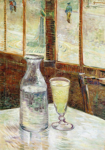 Still Life Absinth And Carafe Black Ornate Wood Framed Art Print with Double Matting by Van Gogh, Vincent