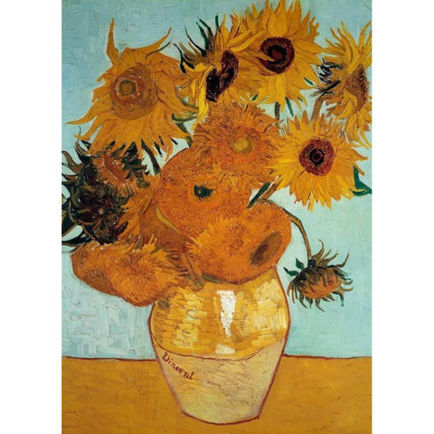 Sunflowers 1888 - 3 Gold Ornate Wood Framed Art Print with Double Matting by Van Gogh, Vincent