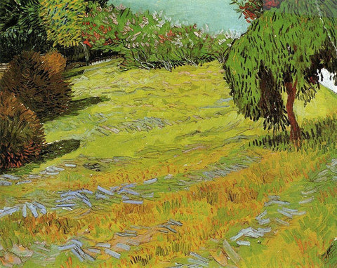 Sunny Lawn In Public Park White Modern Wood Framed Art Print with Double Matting by Van Gogh, Vincent