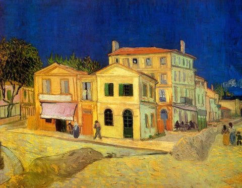 The Yellow House, 1888 White Modern Wood Framed Art Print with Double Matting by Van Gogh, Vincent