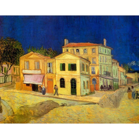 The Yellow House, 1888 Black Modern Wood Framed Art Print with Double Matting by Van Gogh, Vincent