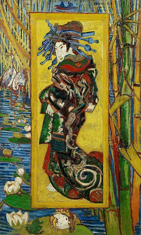 The Courtesan (After Eisen) White Modern Wood Framed Art Print with Double Matting by Van Gogh, Vincent