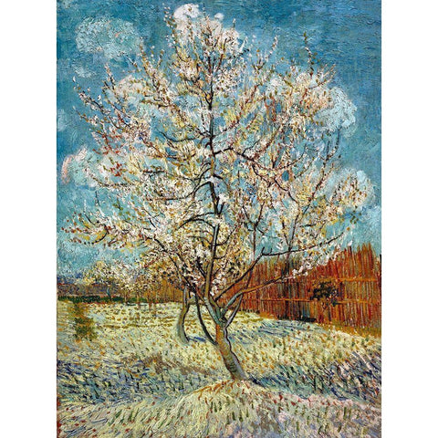 The Pink Peach Tree 1888 Black Modern Wood Framed Art Print with Double Matting by Van Gogh, Vincent