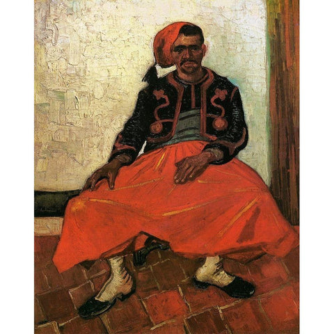 The Seated Zouave Gold Ornate Wood Framed Art Print with Double Matting by Van Gogh, Vincent