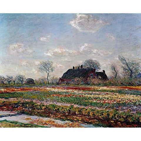 Tulip Field Sassenheim Gold Ornate Wood Framed Art Print with Double Matting by Van Gogh, Vincent