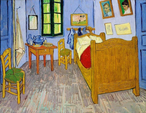 Van Goghs Bedroom Arles, 1889 Black Ornate Wood Framed Art Print with Double Matting by Van Gogh, Vincent