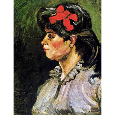 Young Woman With Ribbon White Modern Wood Framed Art Print by Van Gogh, Vincent