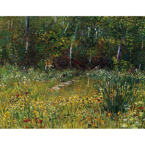 A Park In Spring 1887 Gold Ornate Wood Framed Art Print with Double Matting by Van Gogh, Vincent