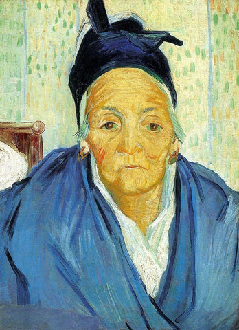 An Old Woman From Arles White Modern Wood Framed Art Print with Double Matting by Van Gogh, Vincent