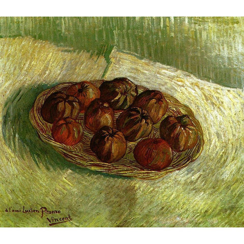 Basket Apples Black Modern Wood Framed Art Print with Double Matting by Van Gogh, Vincent