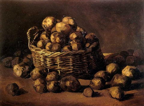 Basket Of Potatoes Black Ornate Wood Framed Art Print with Double Matting by Van Gogh, Vincent