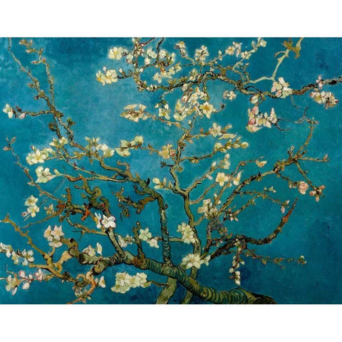 Blossoming Almond Tree White Modern Wood Framed Art Print by Van Gogh, Vincent