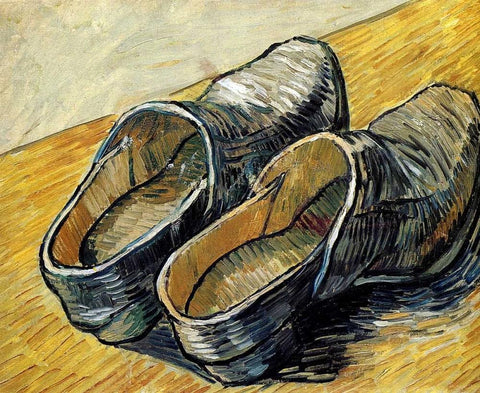 Clogs Black Ornate Wood Framed Art Print with Double Matting by Van Gogh, Vincent