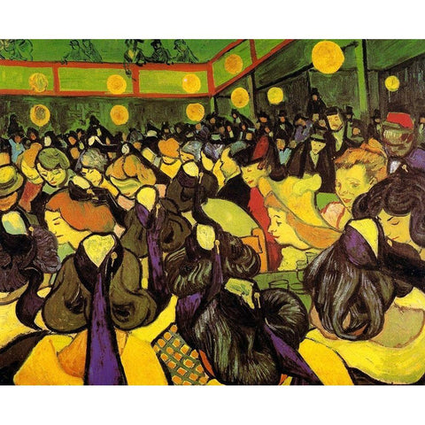 Dance Hall In Arles Gold Ornate Wood Framed Art Print with Double Matting by Van Gogh, Vincent