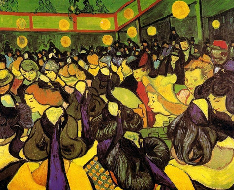 Dance Hall In Arles White Modern Wood Framed Art Print with Double Matting by Van Gogh, Vincent