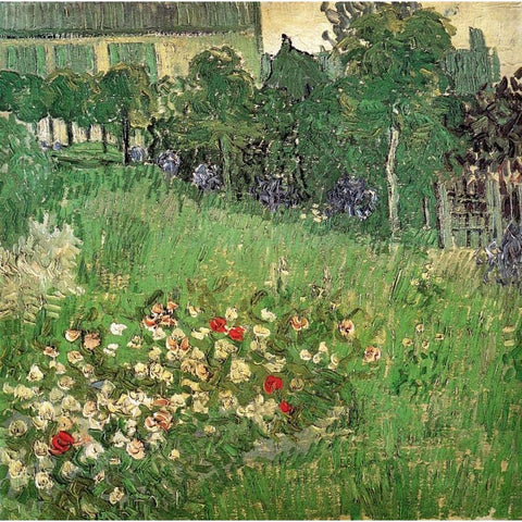 Daubignys Garden White Modern Wood Framed Art Print by Van Gogh, Vincent