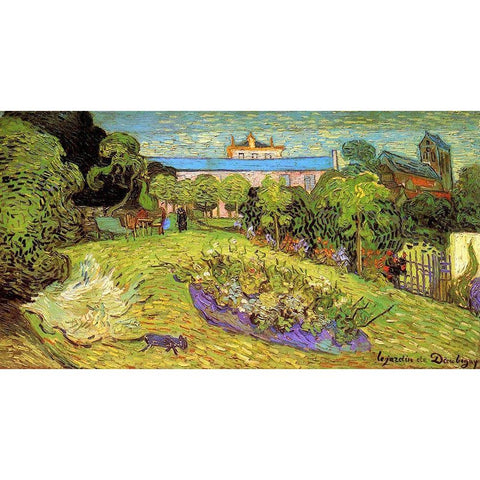 Daubignys Garden 2 Gold Ornate Wood Framed Art Print with Double Matting by Van Gogh, Vincent