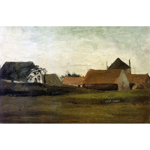 Farm House Loosduinen Near The Hague Black Modern Wood Framed Art Print with Double Matting by Van Gogh, Vincent