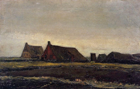 Farmhouse Near Hoogeveen Black Ornate Wood Framed Art Print with Double Matting by Van Gogh, Vincent