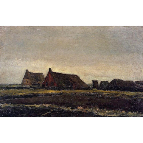 Farmhouse Near Hoogeveen White Modern Wood Framed Art Print by Van Gogh, Vincent