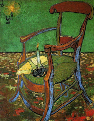 Gauguins Armchair White Modern Wood Framed Art Print with Double Matting by Van Gogh, Vincent