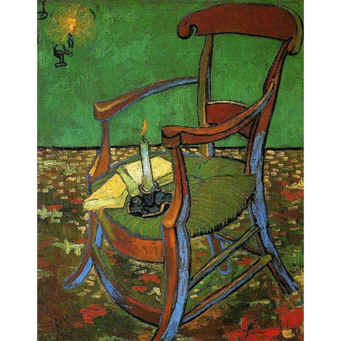 Gauguins Armchair Black Modern Wood Framed Art Print with Double Matting by Van Gogh, Vincent