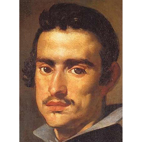 A Young Man Black Modern Wood Framed Art Print with Double Matting by Velazquez, Diego