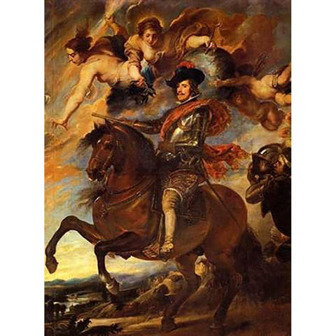 Allegorical Portrait Of King Philip IV Black Modern Wood Framed Art Print by Velazquez, Diego