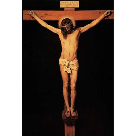 Museumist On The Cross White Modern Wood Framed Art Print by Velazquez, Diego