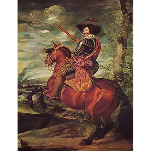 Equestrian Portrait Of The Count Duke Of Olivares White Modern Wood Framed Art Print by Velazquez, Diego